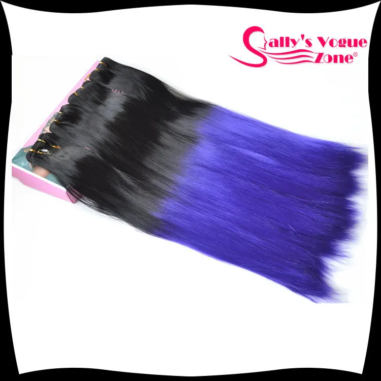 Buy Kanekalon Synthetic Hair Extension Blue Ombre Weave Straight