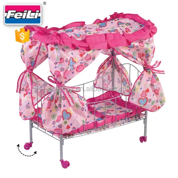 Fei Li Metal Baby Doll Cribs And Beds With Rotate Wheels Iron Doll Bed