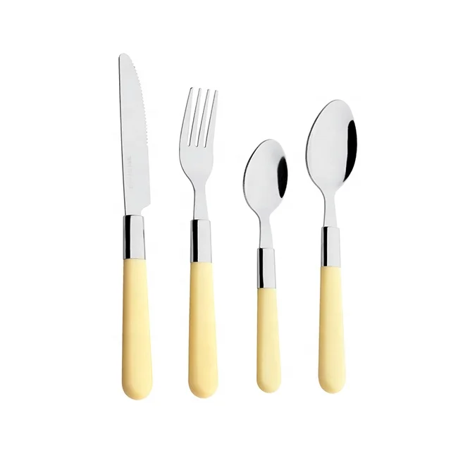

Customized Stainless Steel Flatware Plastic Handle Cutlery Dinnerware Set
