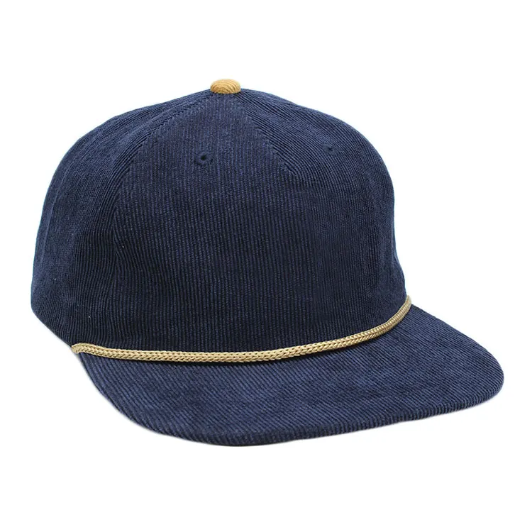 Custom Blue Blank Plain Unstructured Corduroy 5 Panel Cap Rope Hat - Buy Cheap Custom 5 Panel 