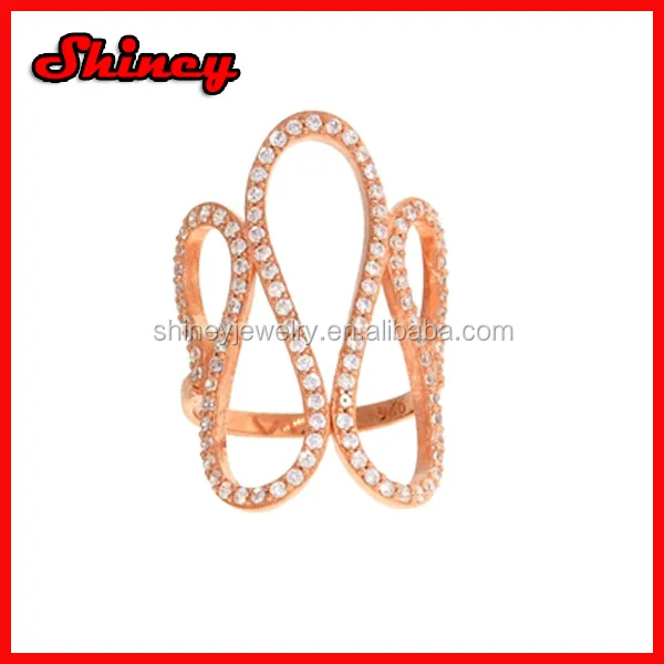 925 sterling silver high quality thin circle chain full finger knuckle ring
