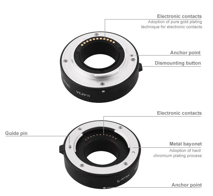 MEIKE Macro Extension tube with Metal Bayonet Auto Focus Tube for Nikon Micro DSLR J1 V1 Camera Lens