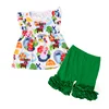 Farm Animals Pattern Girls Outfits Kids Ruffle Shorts Set Wholesale Baby Garments