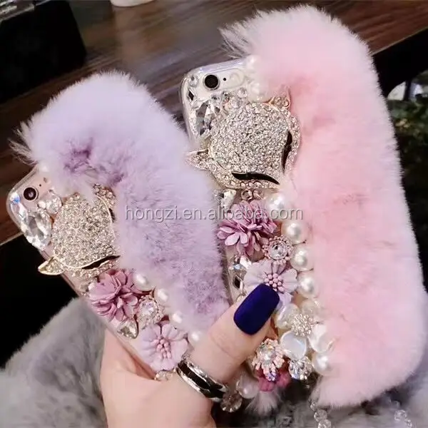 

Multi Colors Fox 100% Real Rabbit Fur Phone Case Hot Sell Luury Cover For iPhone 5c 5s 4s 6 6s 6P 7 7 7 Plus 8 Pear Fur Case, N/a