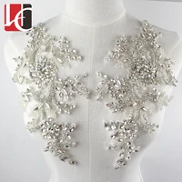 

HC-3679 Hechun wholesale handmade lace botton beaded rhinestone applique