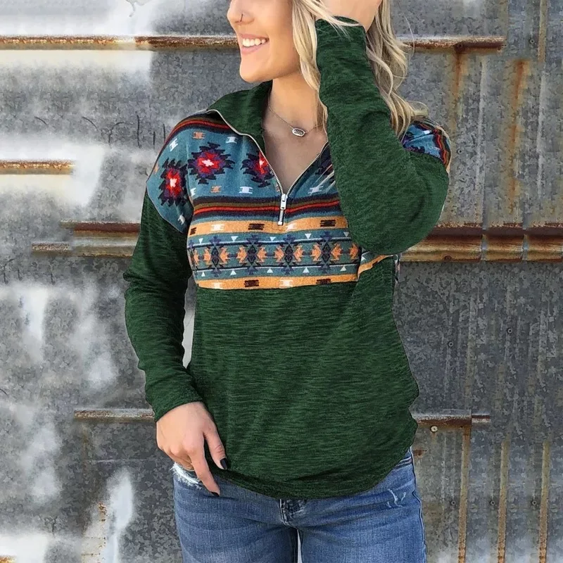 

D92 Autumn Winter Casual Sweatshirt Women Hoodies with Zipper Pocket Print Patchwork Long Sleeve Winter Pullover Sweatshirts Wom, N/a