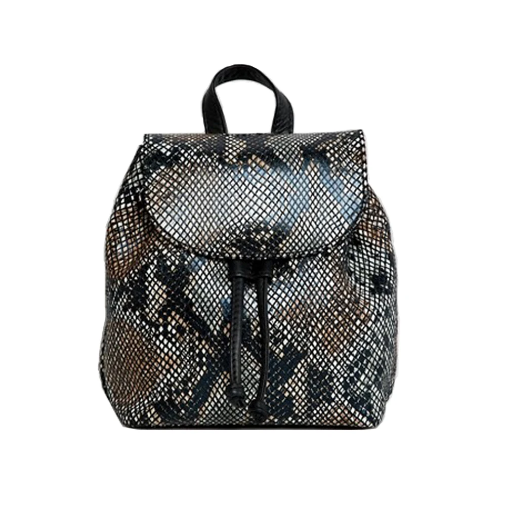 

Fashion Snakeskin Backpack Leather Bag Mini Backpack For Women, Black