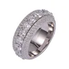 White Gold Iced Out Band Rotating Ring