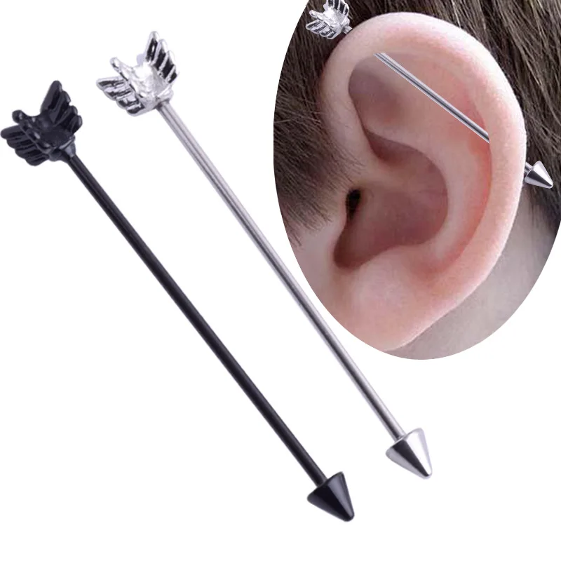 

Fashion Body Jewelry Statement Barbell Piercing Industrial Stainless Steel Arrow Long Earring, Picture