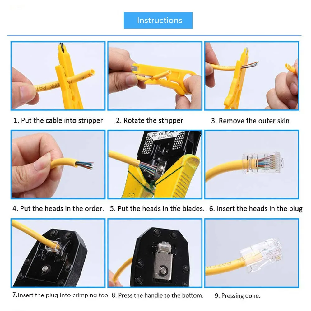 Xl1001 Rj45 Crimper Network Hand Tools With Mini Cable Punch Down