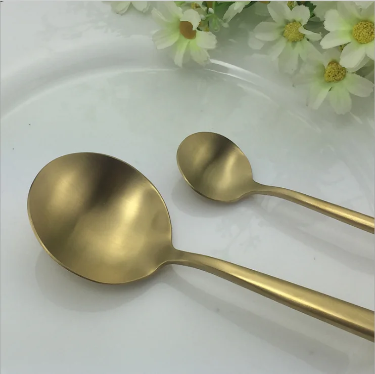 High Quality Mirror Polish Gold Cutlery Set 18/10 Spoon Fork Knife
