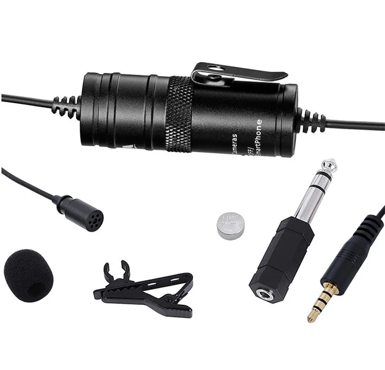 BY-M1 3.5mm Lavalier Condenser Microphone with AriMic Windscreen Windshield for iPhone 7 Plus