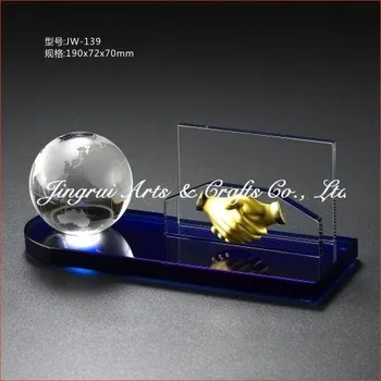 Crystal Business Globe Handshake Name Card Holder Gifts Office Desk Crystal Business Globe Handshake Name Card Holder Gifts Office Desk Ornaments