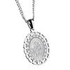 Top Seller Stainless Steel Oval Amulet Mother Maria Virgin Mary Lucky Charm Silver Pendant Necklace