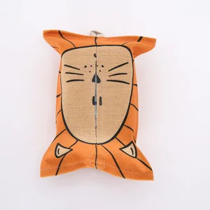 Image of Cartoon printed tissue box,napkin holder with linen fabric
