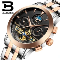 

Binger 1188 Genuine Luxury BINGER Brand Men Self-wind waterproof full steel automatic mechanical male fashion Tourbillon watch