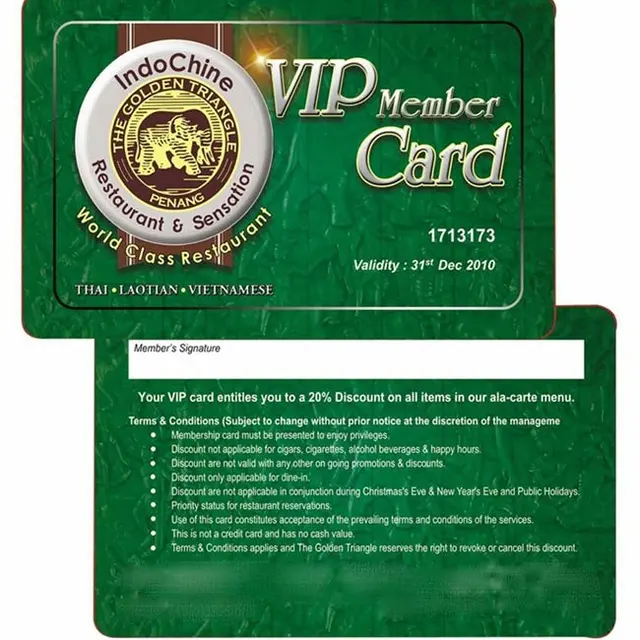 pvc vip member card with signature panel