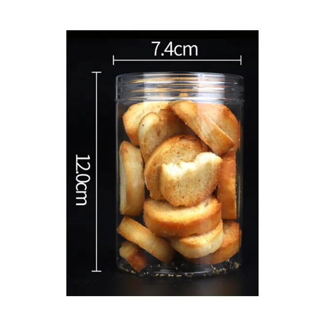 

500ml 16oz food grade cookie plastic transparent round sealable jars with cap and label,240 Sets per box, N/a