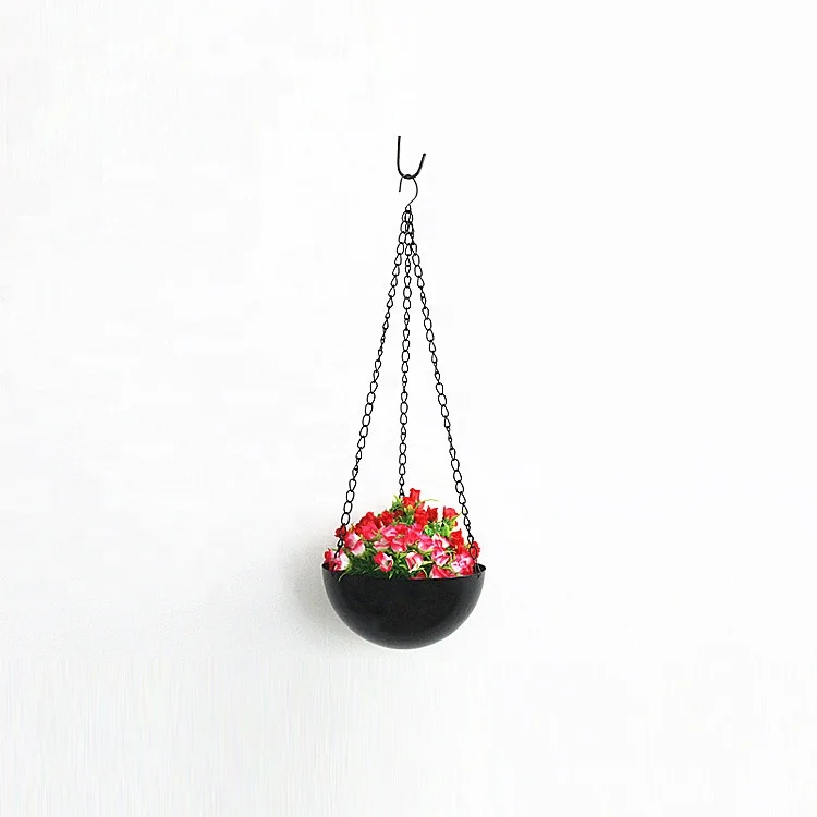 

Metal Hanging Planter Flower Pot Mini Pot With Metal Chain For Home and Garden,Black and White, As picture shown or customized