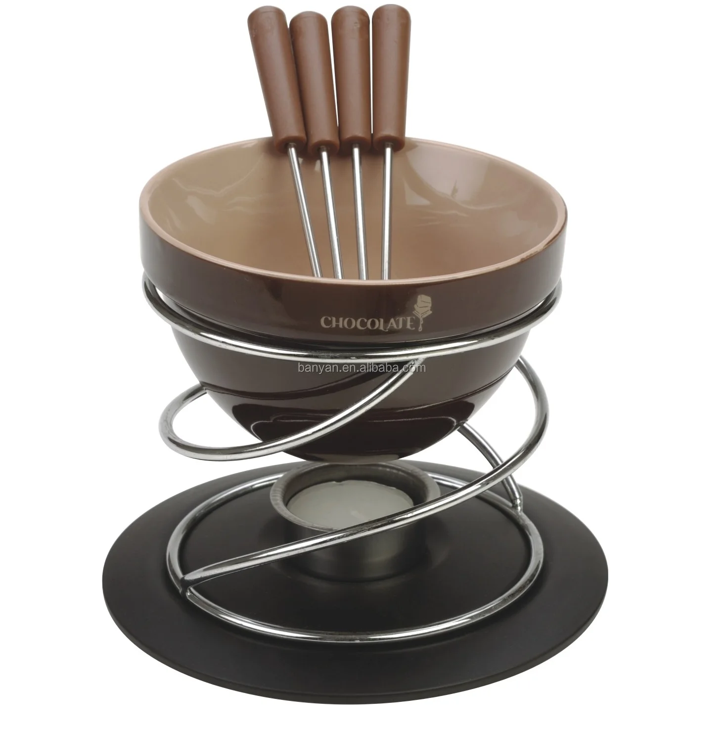 Mini Ceramic Chocolate Fondue Pot Sets With Forks Buy Ceramic Fondue