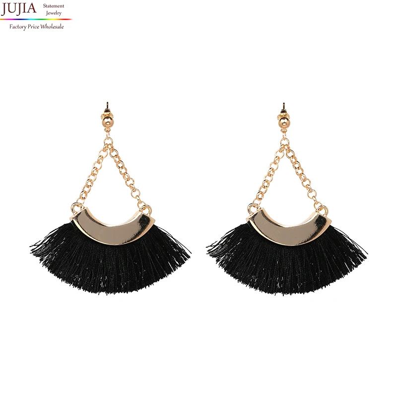 

JUJIA New Fashion Push-Back Earrings Trendy Jewelry Skirt Shape Tassel Dangle Earrings For Women Fringing Earrings