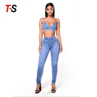 

Elastic waist jeans Mid waist Leisure Pencil pants Tight jeans