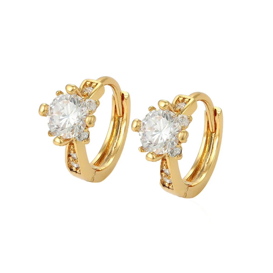 

96189 xuping manufacturer charming hoop shaped unique earrings with 24k gold plated setting cubic zircon