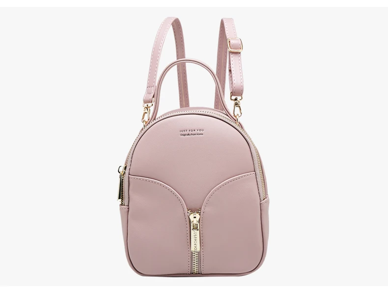 Custom Pu Leather Mini Backpack Straps Shoulders Bag Zipper Travel Mini