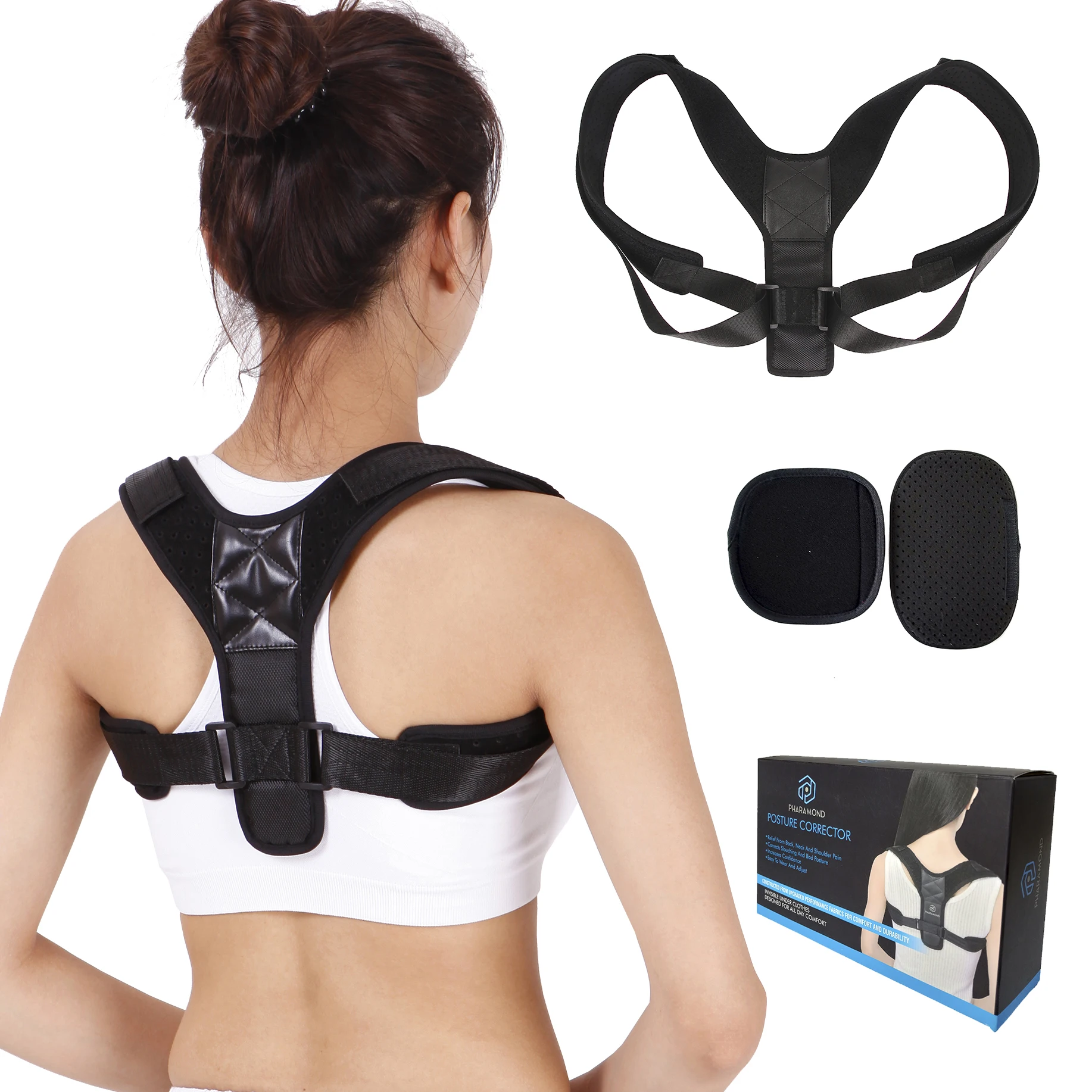 

2019 New Style factory adjustable back posture corrector for women, Black