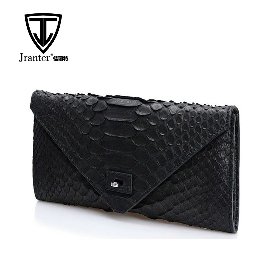 Ladies Luxury Real Python Snakeskin Clutch Bags Black Evening Bags Factory Price