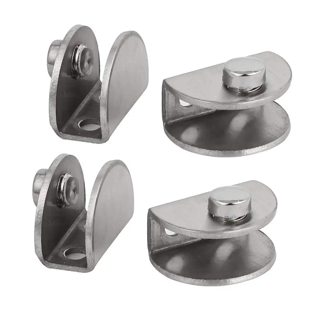 Aexit 4 Pcs Clamps 3mm-10mm Thickness Silver Tone Metal Semicircle Glass Hand-Screw Clamps Clamp Clip