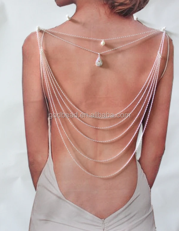 

Back Necklace layered necklace Womens Pearl Jewelry Bridal Accessory