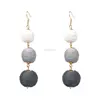 2017 Fashion Hot Sell Wax Rope Handmade Braided Trendy Silk Thread Earrings Triple Ball Pom Pom Earrings