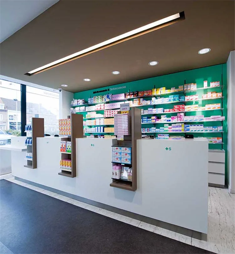 Health Care Store Furniture Modern Shop Counter Design For Pharmacy Store,Medical Store Display