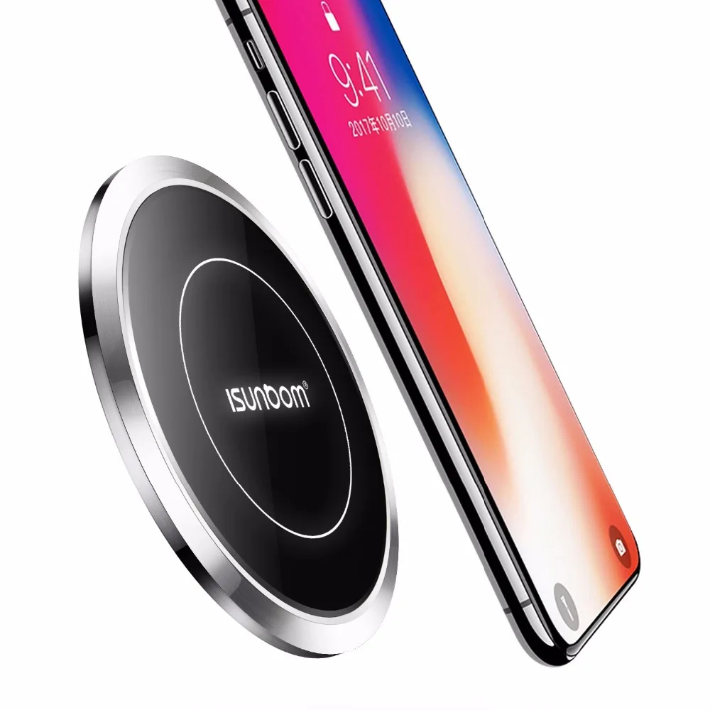 

Newest 5W 7.5w 10W portable fast wireless charging pad Qi inductive wireless phone charger for iphone 8/8plus/x and samsung, Black