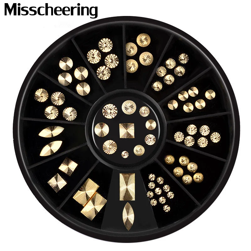

Misscheering Gold 3D Metal Nail Art Decorations Rivet Matte Creative Spiral Metallic Studs Mix Designs DIY Manicure Accessories