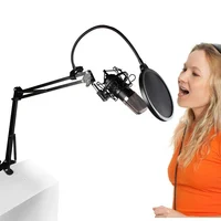 

BM800 Recording Dynamic Condenser Microphone with Shock Mount With Scissor Stand Po p Filter