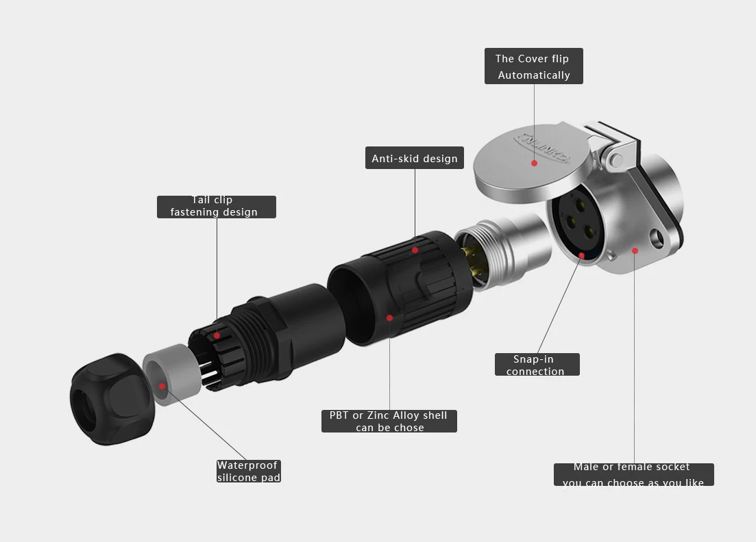 Plastic Quick Connector 12v Slip Ring Rotary Joint Electrical Connector
