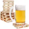 6 Pack Reusable Mini Wooden Pallet Beverage Drink Coasters