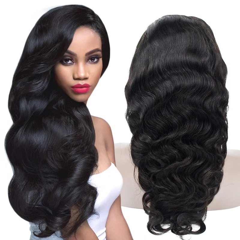 Wholesale Pre Plucked Unprocessed Remy Virgin Body Wave Human Hair Full Lace Wig Handmade
