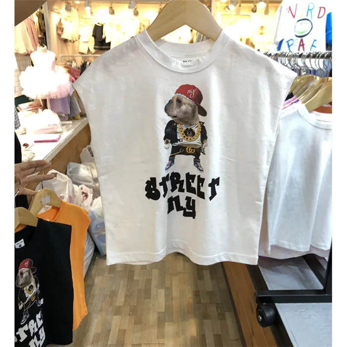 
Character Top kids China Import Custom Printing Sleeveless Mercerized Cotton T shirt 