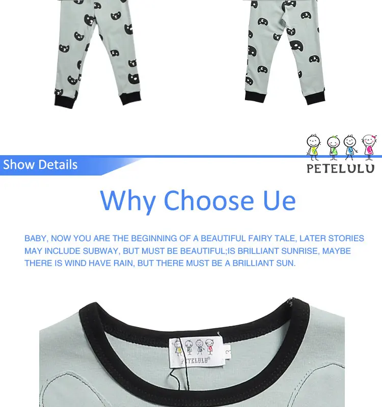 Bear Design Pocket Top Full Print Trousers Kid Match Pyjamas Sets.jpg