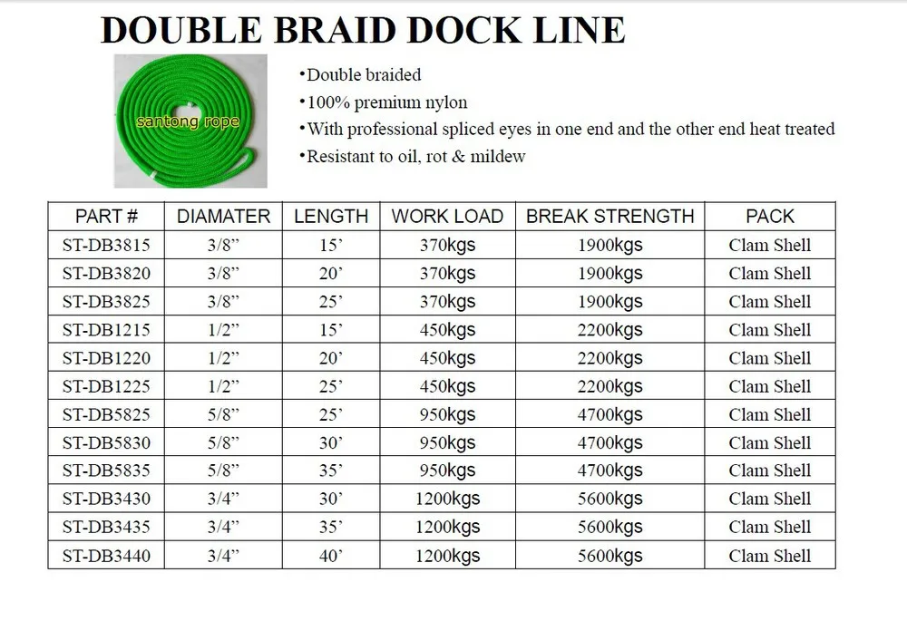 Abrasion Resistance Yacht Boat Mooring Rope Reflective Double Braided Dock Line