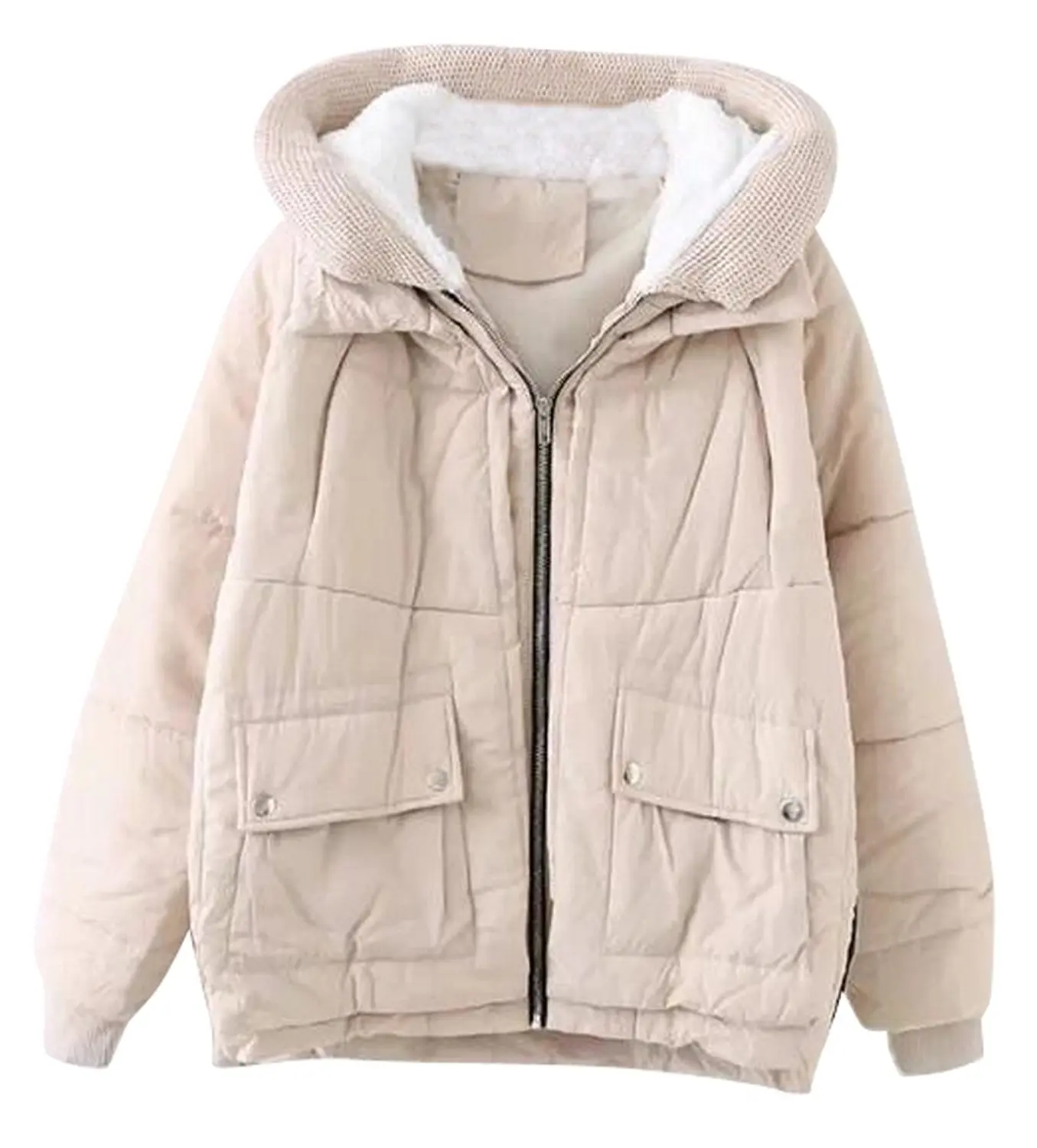 Fensajomon Mens Plus Size Warm Hooded Full-Zip Down Quilted Jacket Coat