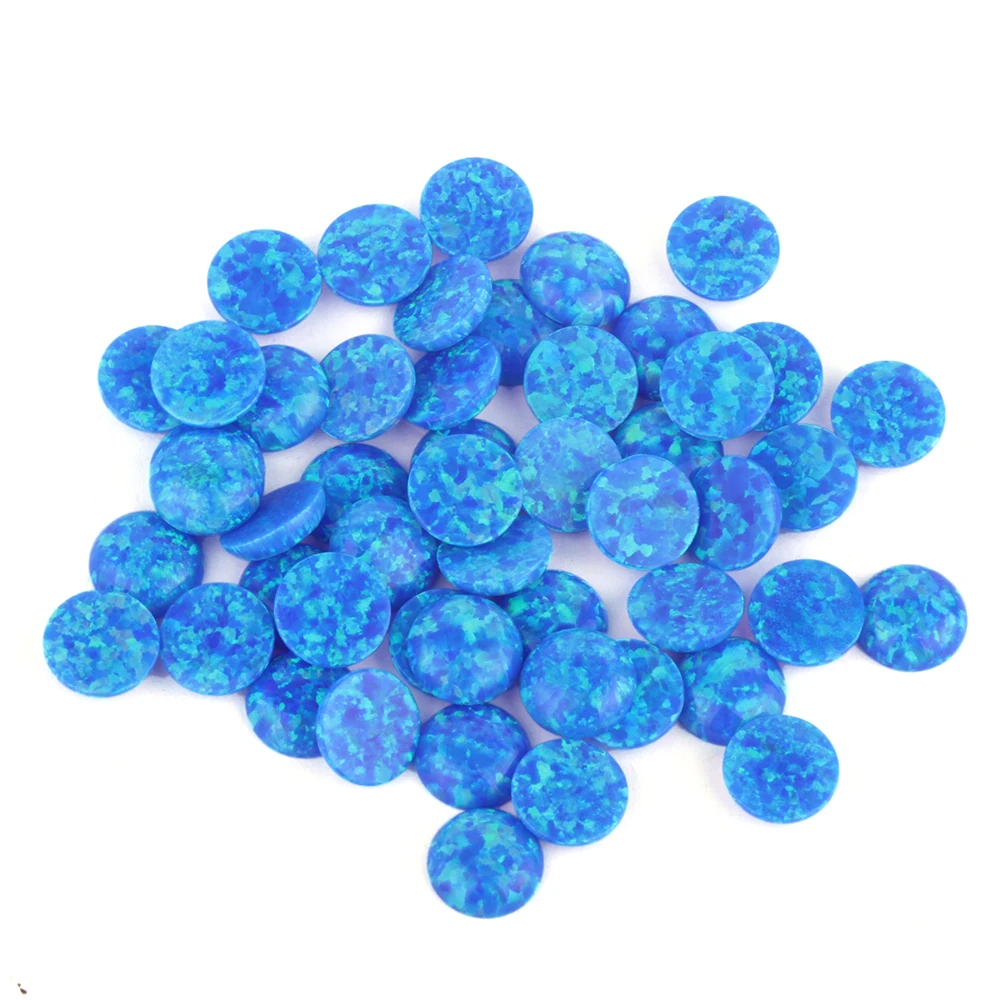 圆形人造 op05 蓝色蛋白石凸圆宝石宝石价格