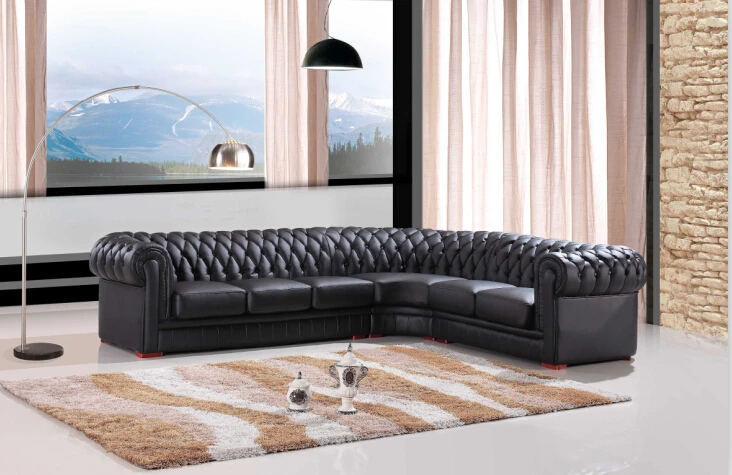 Us 1168 0 Modern Sectional Sofa For Leather Chesterfield Black Color Living Room Furniture In Sofas From On