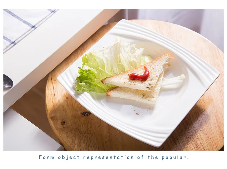 Restaurant Microwave Safe Porcelain Square Dinner Plate Pasta Plate