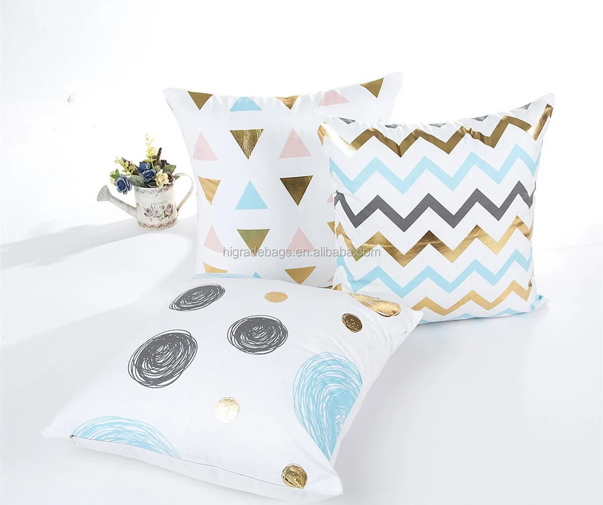 Customized Pillow Case Cushion Cover Dog House Black Gold Printing