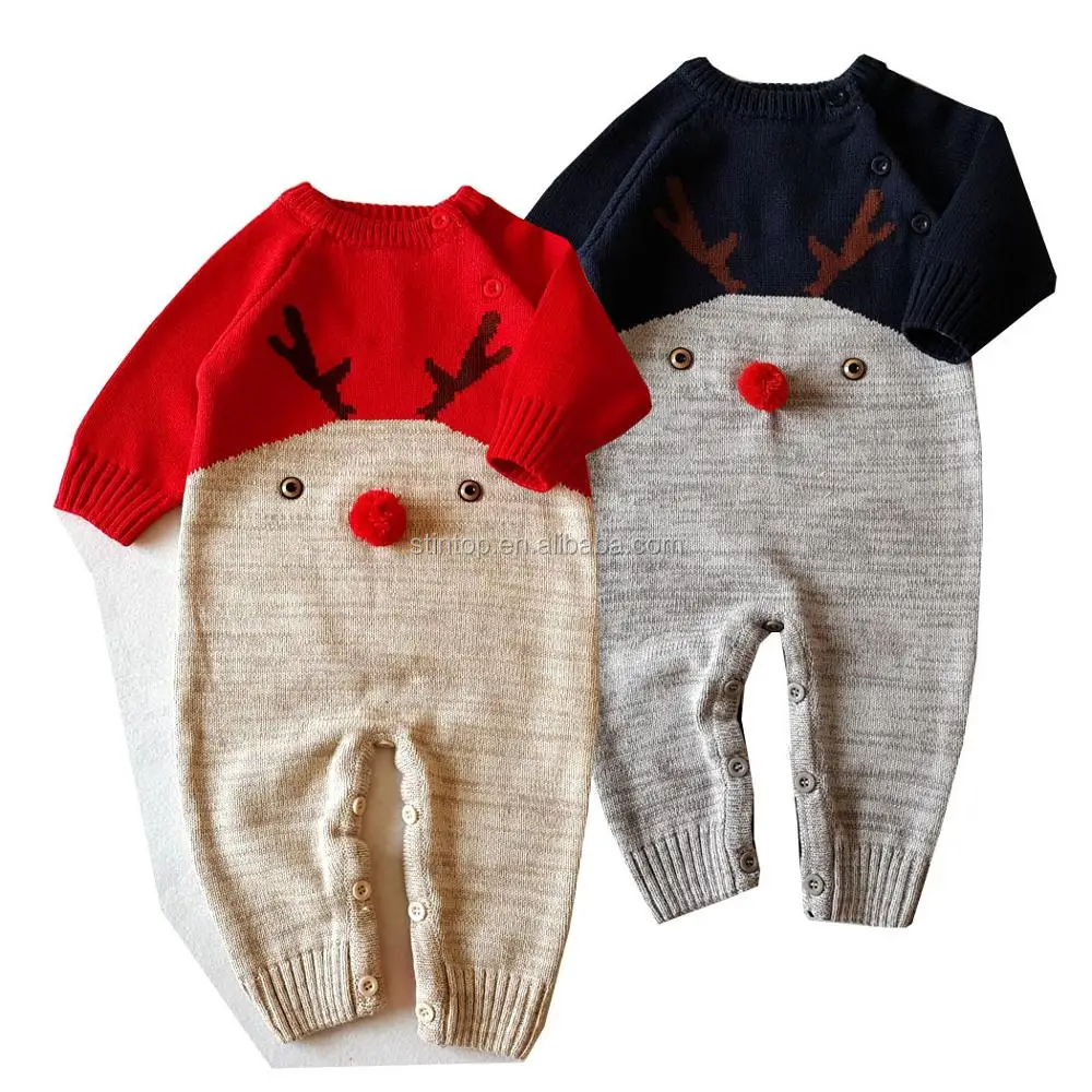 

Autumn and winter new cotton baby suits christmas baby knitting infant body suit baby rompers