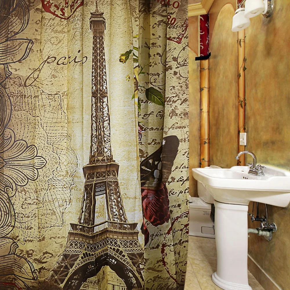 2020 Whole Paris Eiffel Tower Waterproof Polyester Bath Shower Paris Eiffel Tower Waterproof Polyester